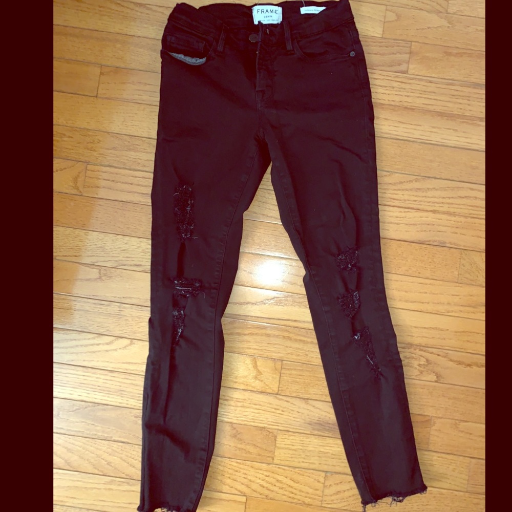 FRAME 'Le Skinny de Jeanne' Ripped Jeans